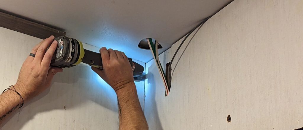 Repairing RV Water Intrusion - Cutting the old wallboard
