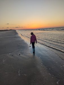 Beach, sunrise, Galveston, TX